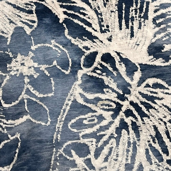 Floral Handkerchief Hem Burnout Blue Gradient Boho Tunic Top Flowy Size S - Picture 3 of 6